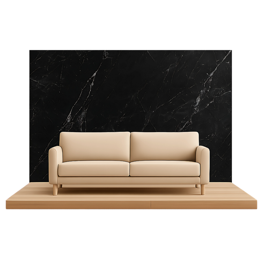 Black marble wall panel finish with white veining